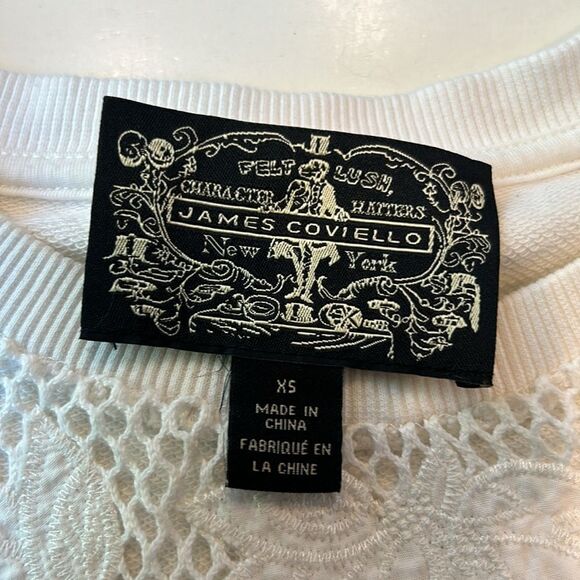 James Coviello white thick T-shirt with crochet front size extra small - Picture 8 of 11